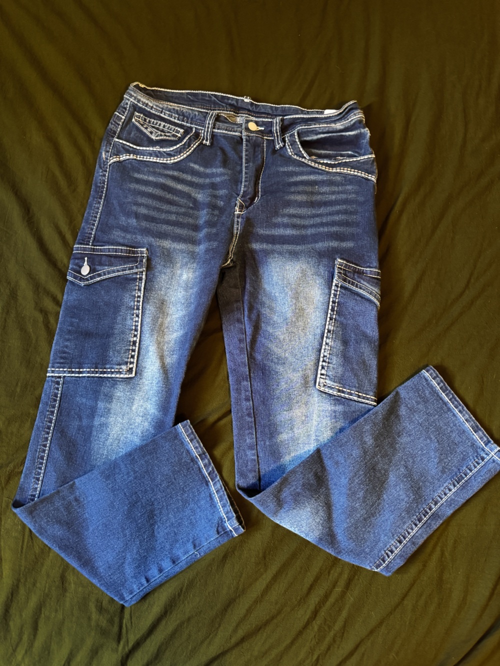 THE COOLEST Women’s Trendy Y2K Blue Washed Denim Jeans - Platini Straight Leg